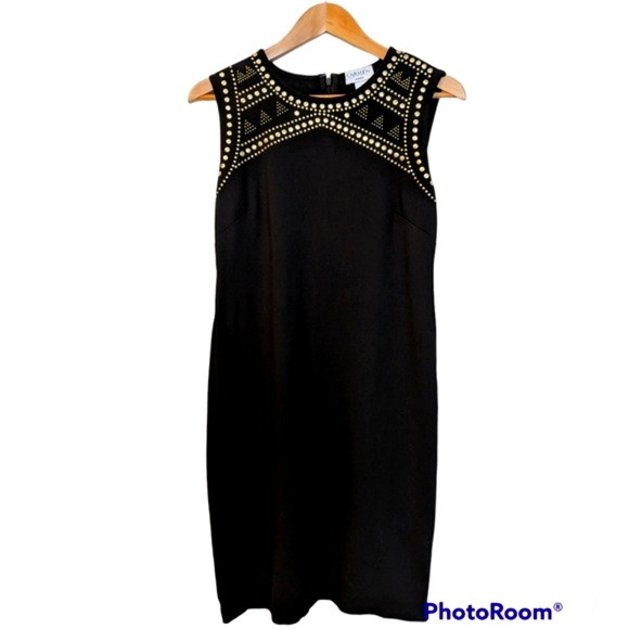 CARMEN Marc Volvo Studded Sheath‎ Dress Size Medium Black & Gold - Picture 1 of 7